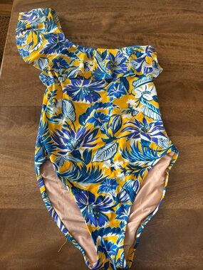 J. Crew One-Shoulder Ruffle Floral One-Piece Swimsuit